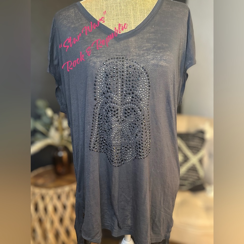 Rock & Republic Star Wars Darth Vader Gemstone Tunic Shirt Large